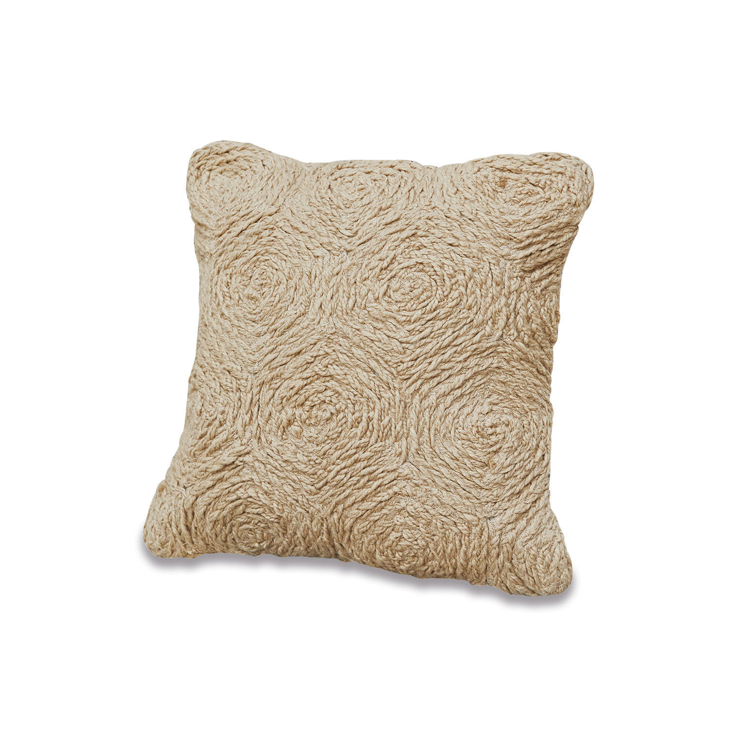 Beige dekoratives Baumwollkissen mit Rosenstruktur, weich und stilvoll für Wohnzimmer