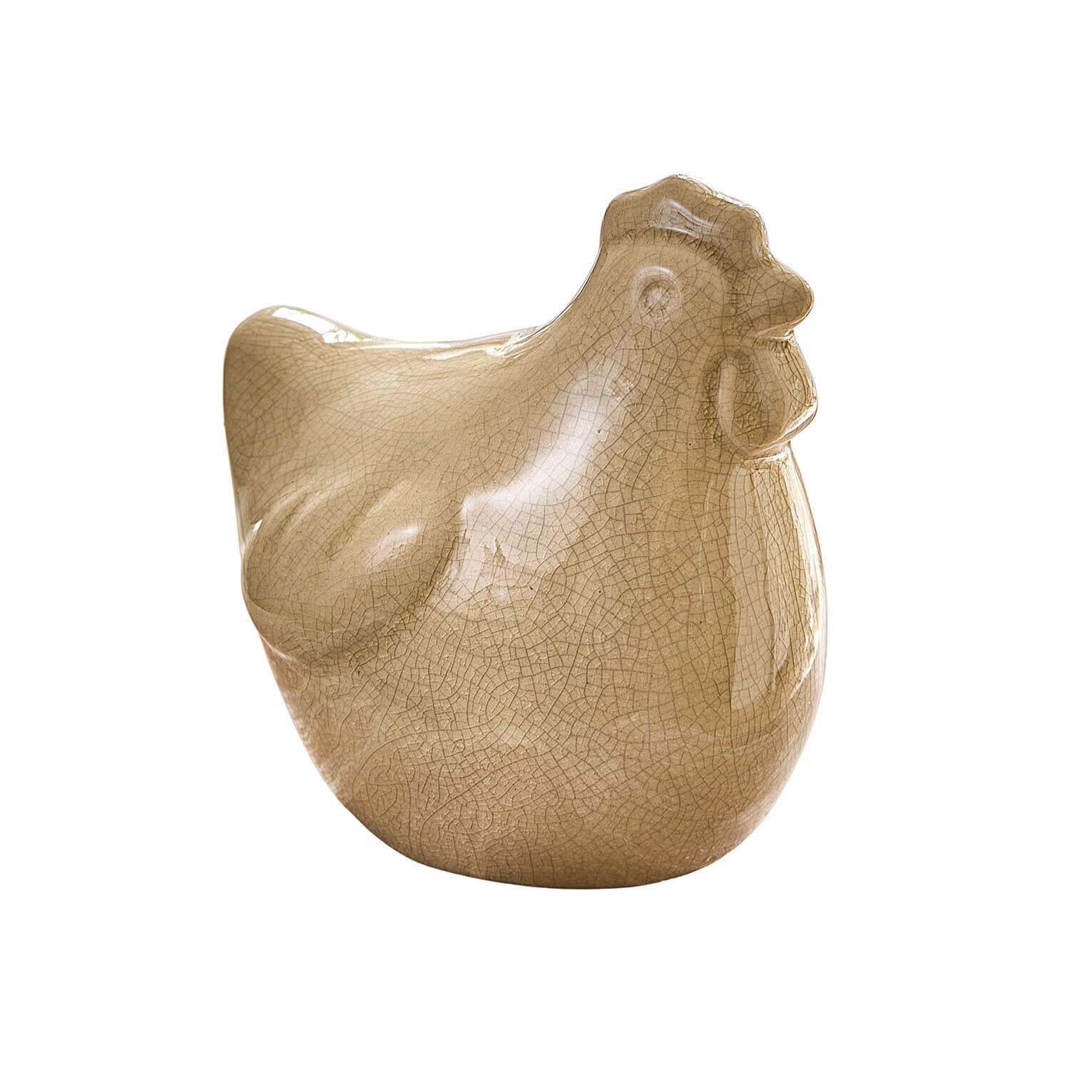 Deko-Huhn Roisenn Beige Keramik-Hühnerfigur mit feiner Rissglasur, dekorativer Akzent für Haus und Garten