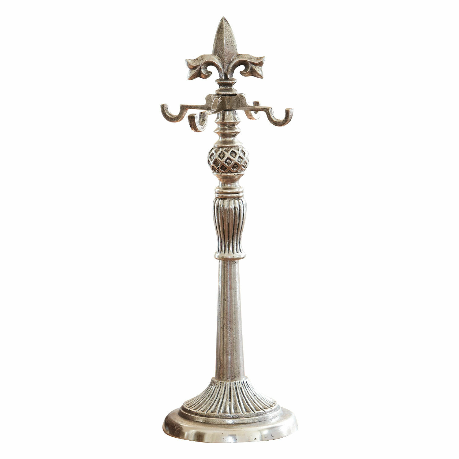 Kranzständer Edmond Metall Schmuckständer in Silber mit dekorativem Muster und Haken für Halsketten