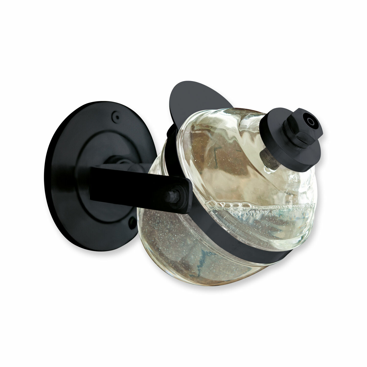 Seifenspender Bailey Glas-Seifenspender mit schwarzem Metall-Wandhalter, praktisches und modernes Badezimmerzubehör