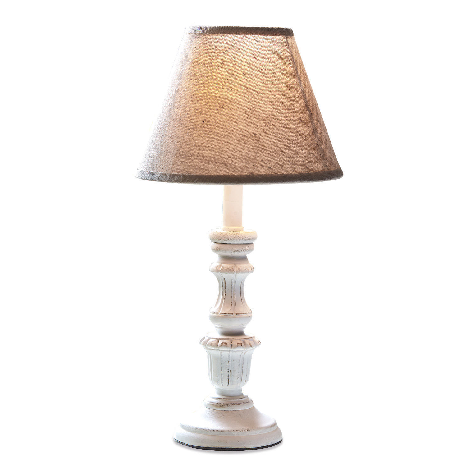 Tischlampe Créteil Tischlampe aus weißem Holz mit beigem Lampenschirm, dekorative Lampe für Wohnzimmer oder Schlafzimmer