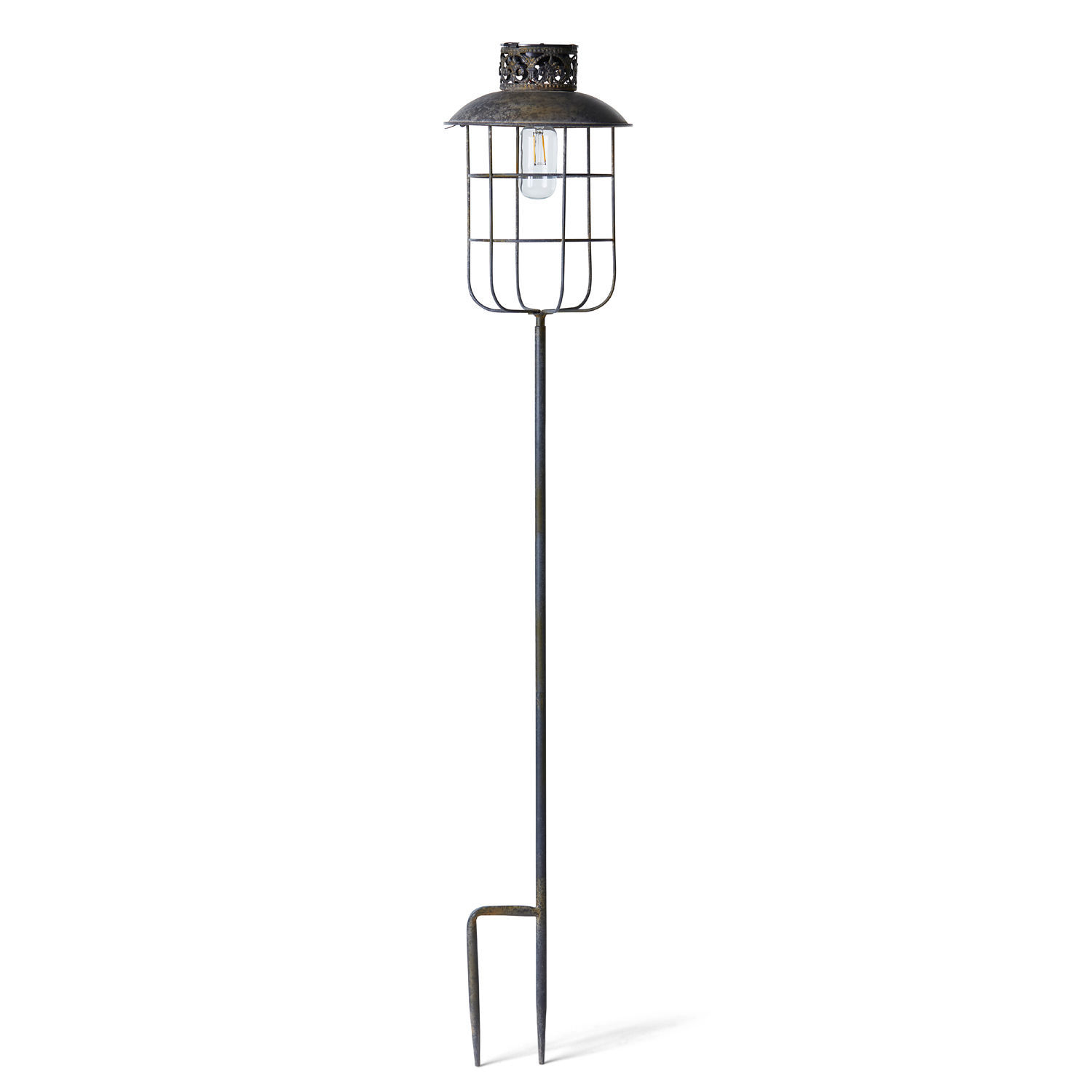 Solar-Laterne Nistos Metall-Gartenlampe mit schwarzem Schirm und Erdspieß, dekorative Außenbeleuchtung