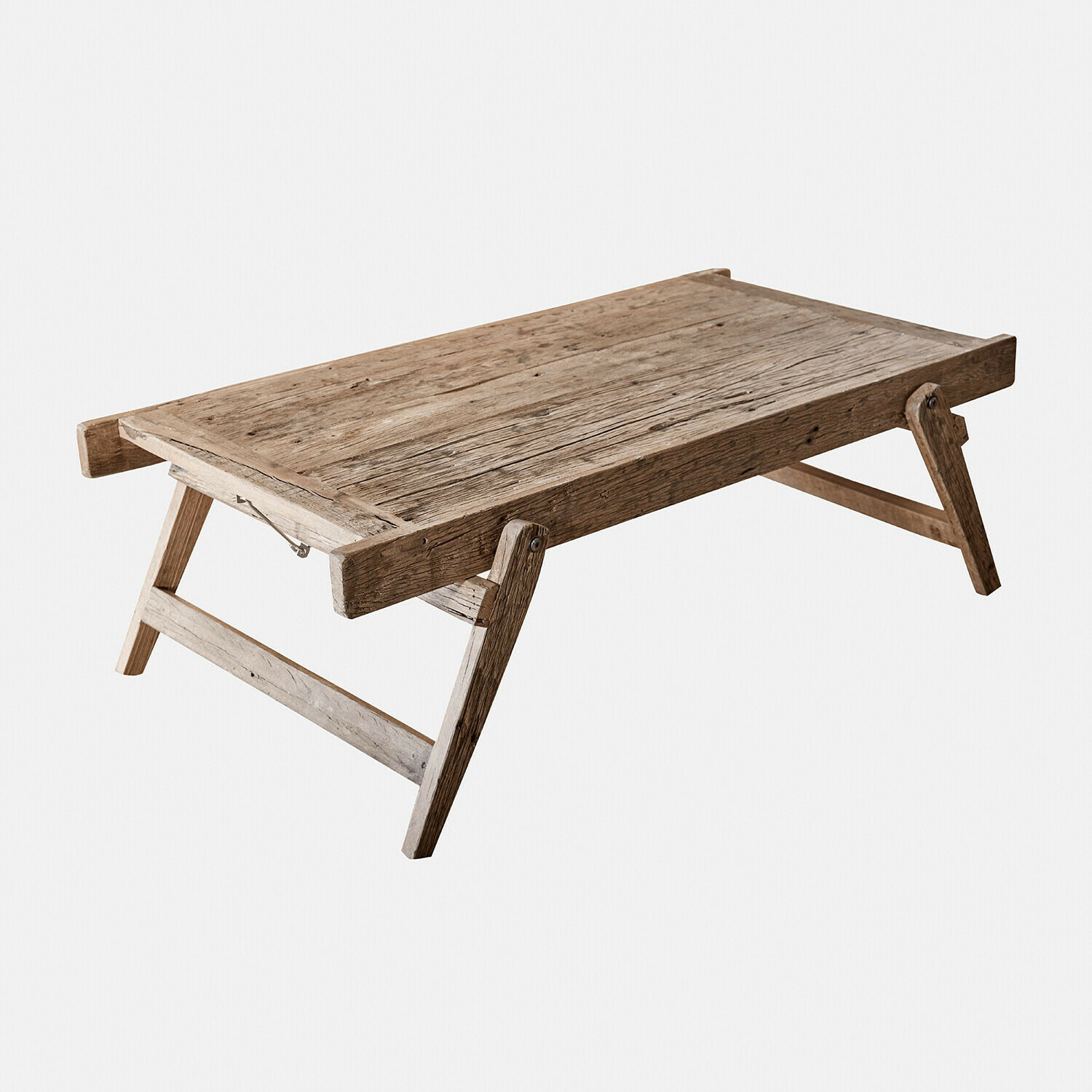 Couchtisch Torenno Klappbarer Frühstückstisch aus naturfarbenem Holz, rustikales Möbelstück fürs Schlafzimmer
