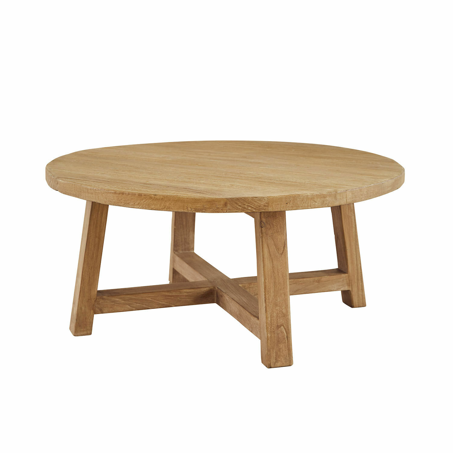braun Runder Couchtisch Gorivel aus braunem Holz mit stabilem Gestell für Wohnzimmer