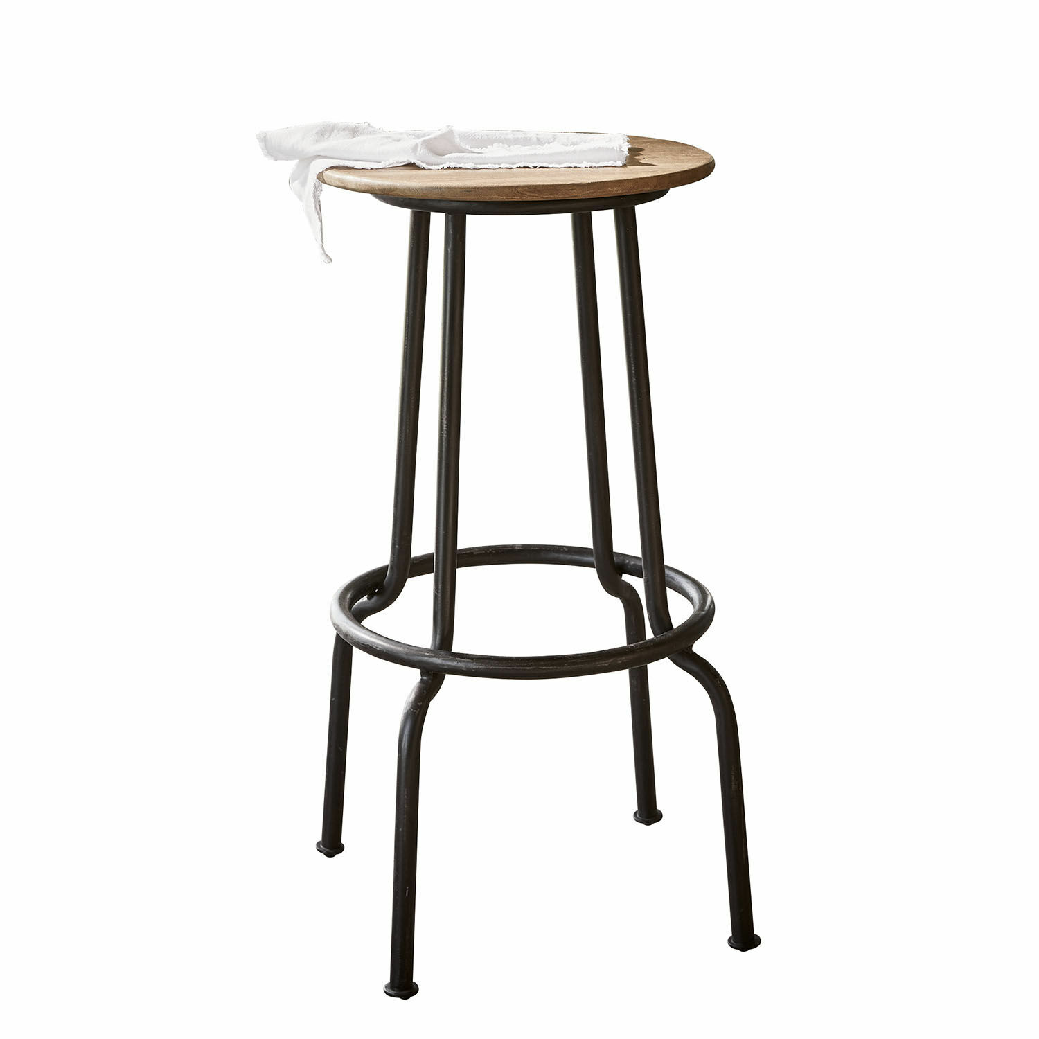 Bartisch mit Holzplatte und schwarzem Metallgestell, moderner Küchenmöbel