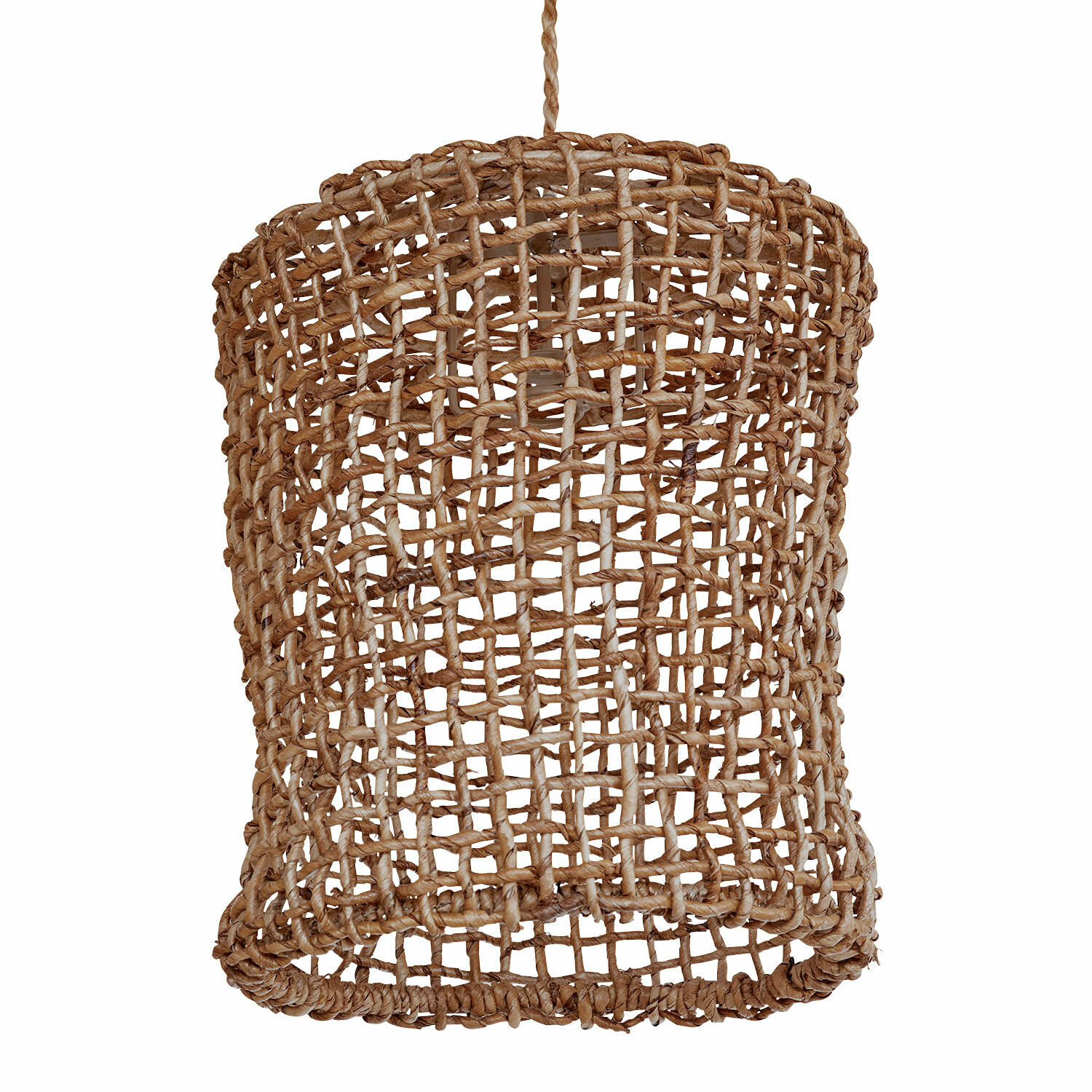 Lampenschirm Wellsford Hängelampe aus geflochtenem Natur-Rattan in Braun, Boho-Stil, dekorative Innenbeleuchtung