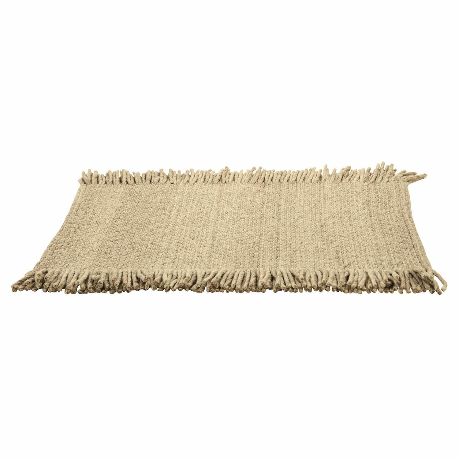 Beiger Teppich mit Fransen aus Naturmaterial, ideal für Wohnraumdekoration und Bodenbelag
