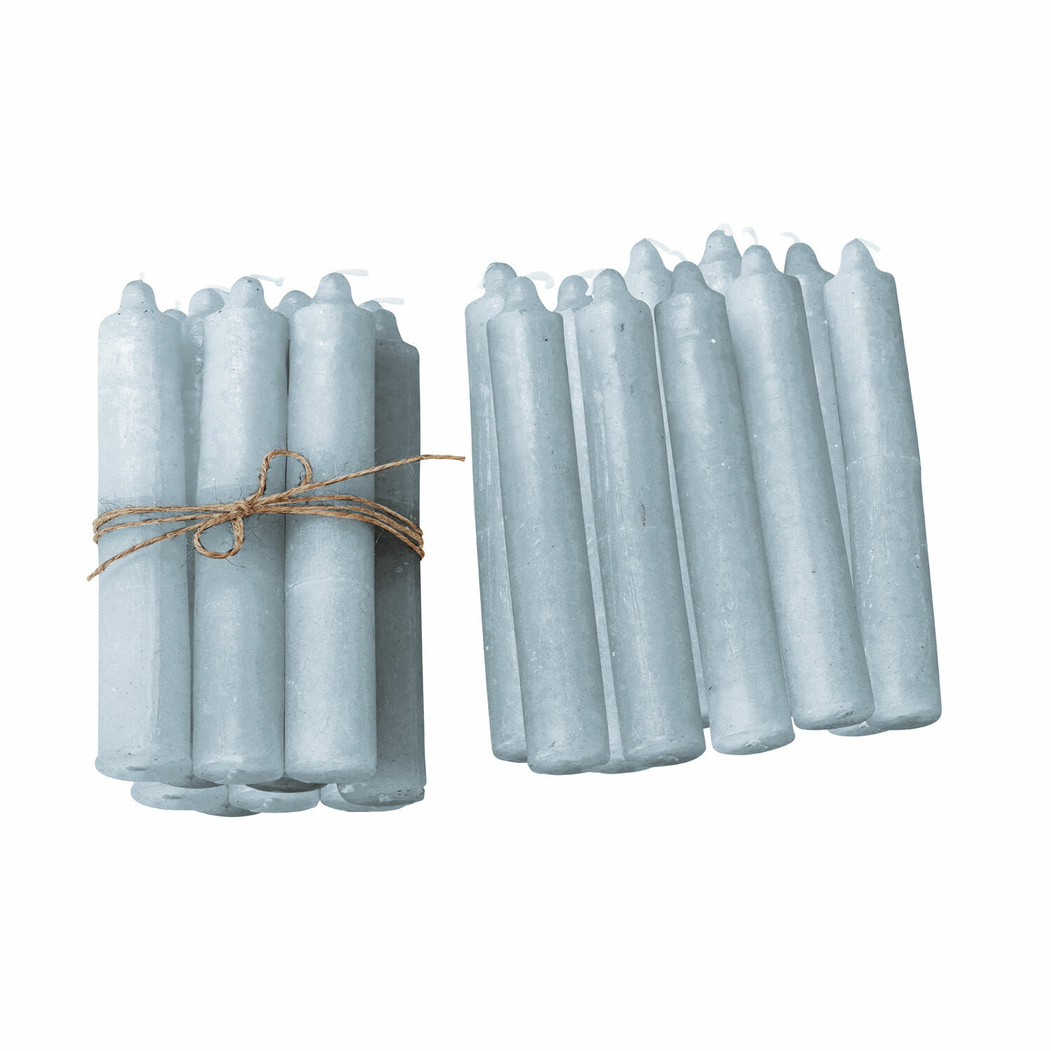 graublau 20er Set graue Noufa Kerzen aus Wachs, Dekoration und Beleuchtung, Tischkerze