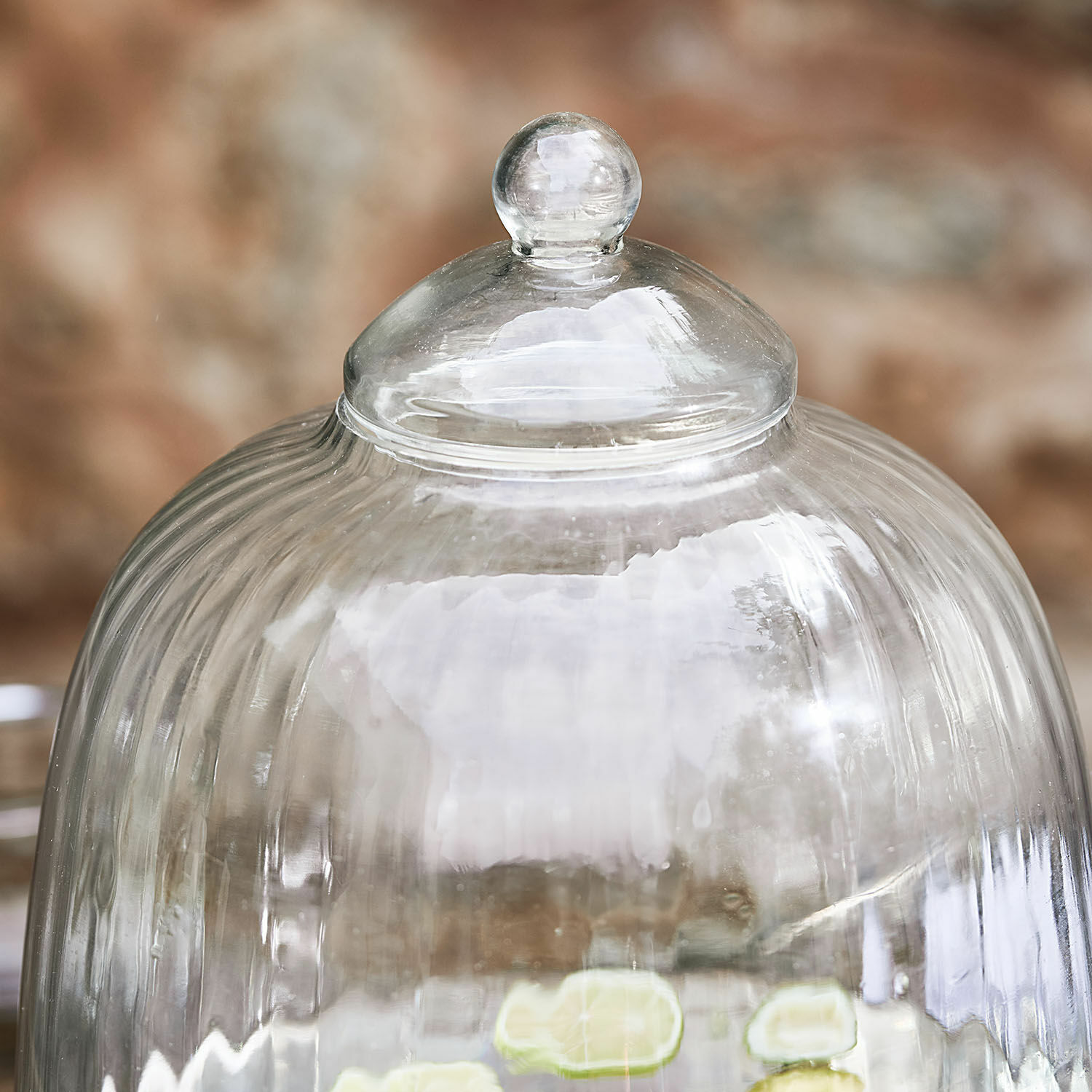 Transparente Glasglocke mit kugelförmigem Griff zum Schutz von Lebensmitteln, dekoratives Küchenaccessoire