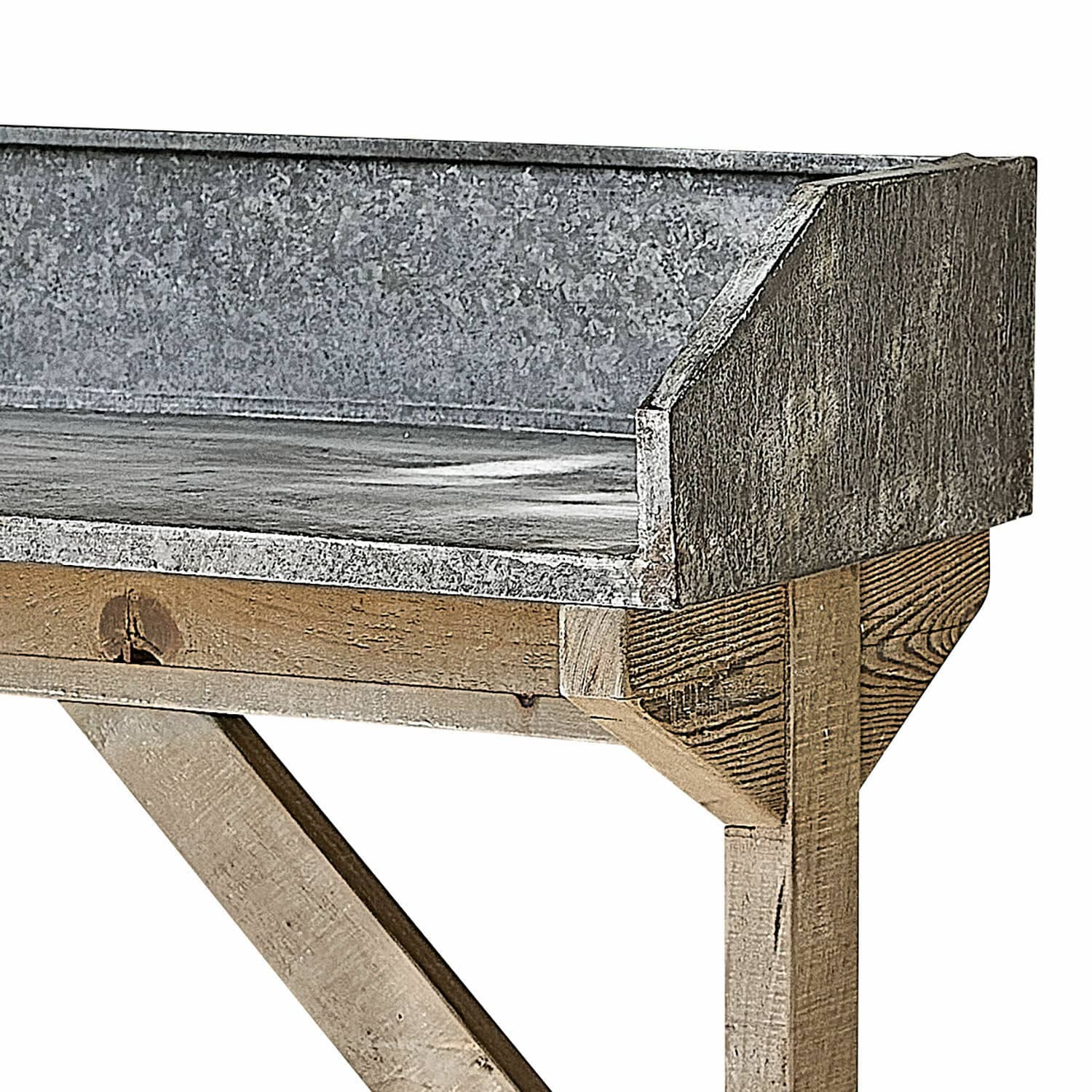 Rustikaler Gartentisch aus Holz und Metall, langlebiges und praktisches Outdoor-Möbel