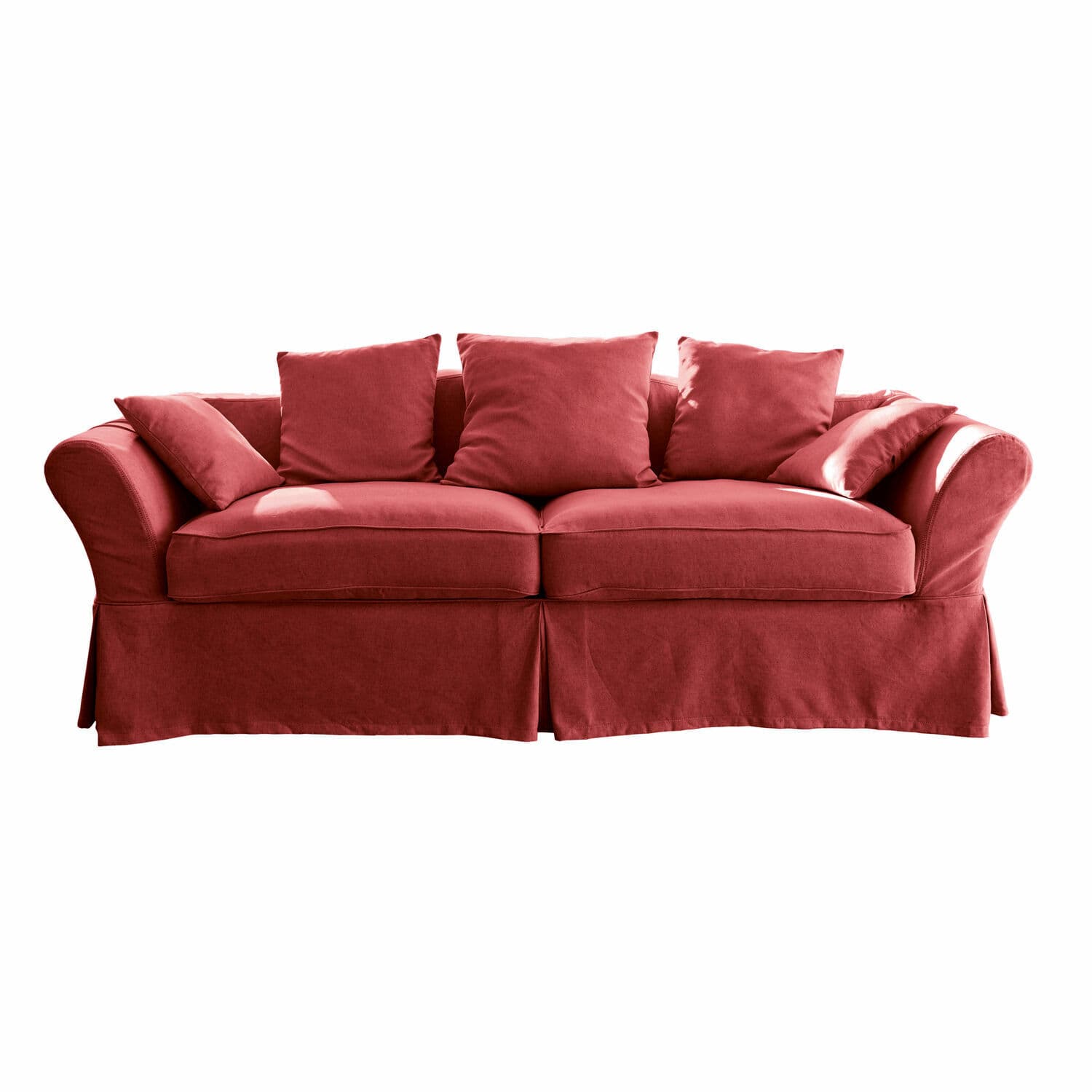 Rotes Worcester Sofa aus Stoff mit weichen Kissen, bequeme Polstermöbel fürs Wohnzimmer