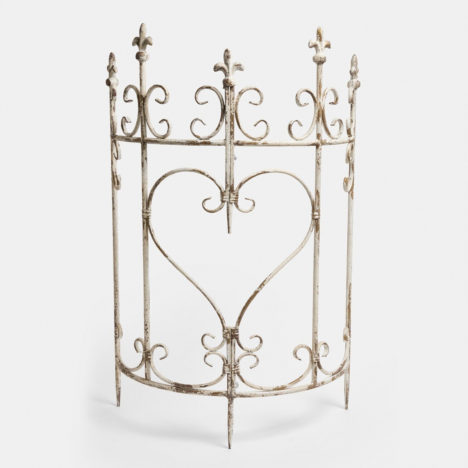 Rankgitter Bramwell Dekorativer weißer Metallzaun mit Herz und Fleur-de-Lis, rustikaler Gartenzaun