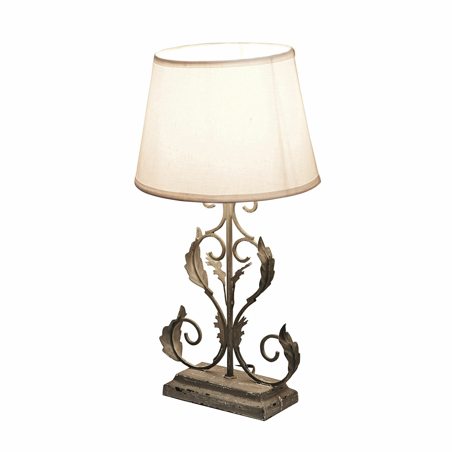 Tischlampe Chanéac Tischlampe mit vintage Metallfuß und cremefarbenem Lampenschirm für Wohnraumbeleuchtung