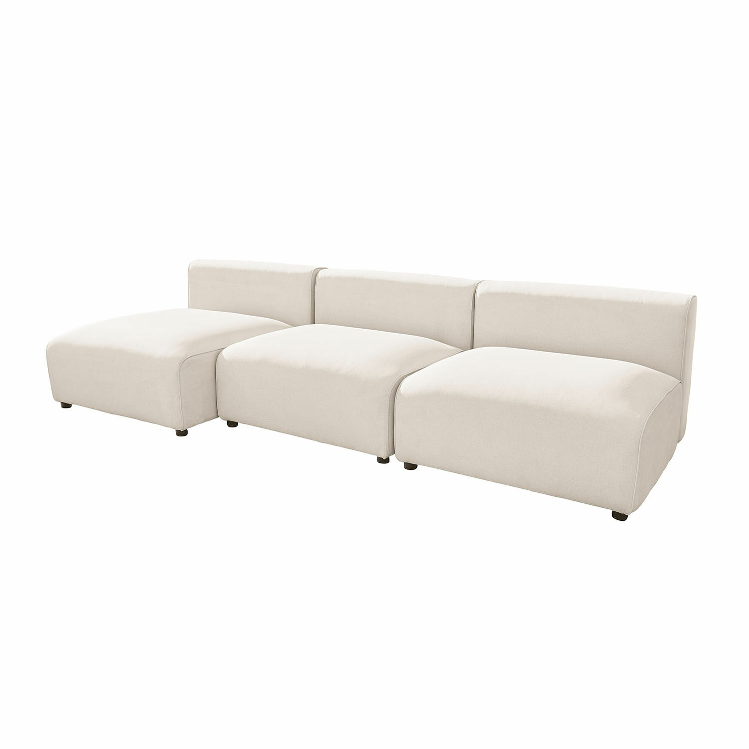 Sitzgruppe Vézère Modulares Sofa in cremefarbenem, weichem Stoff für modernes Wohnzimmer