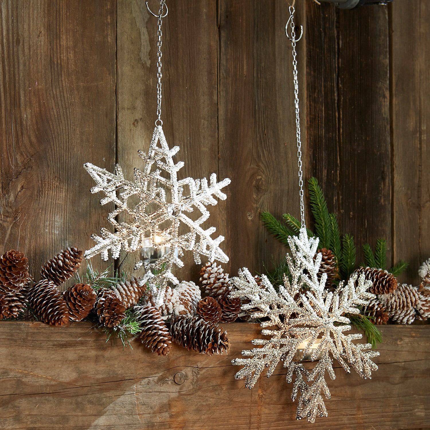 Teelichthalter 2er Set Snow