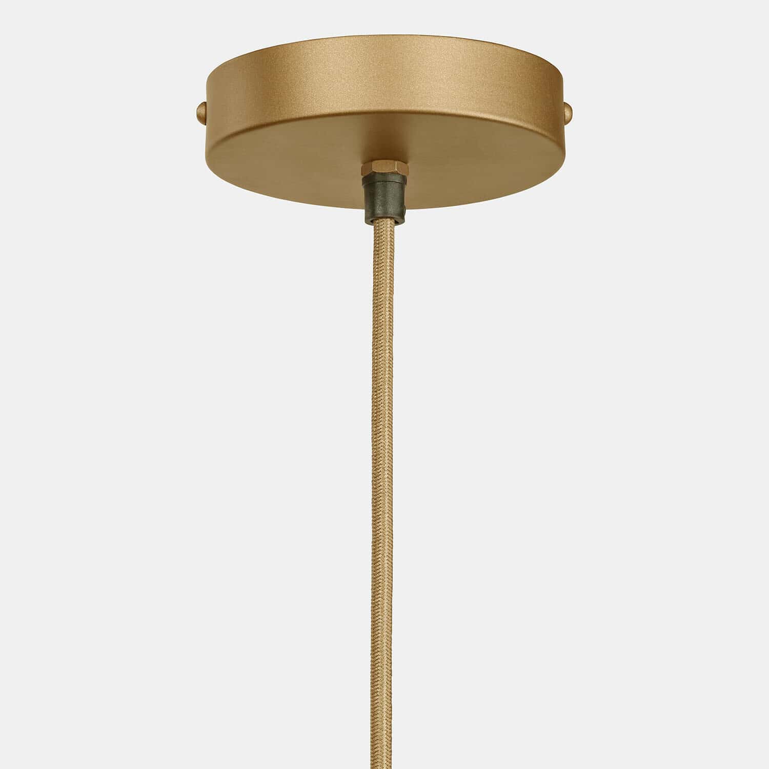Goldene Metall-Deckenrosette mit Textilkabel für Pendelleuchte, modernes Beleuchtungsdesign