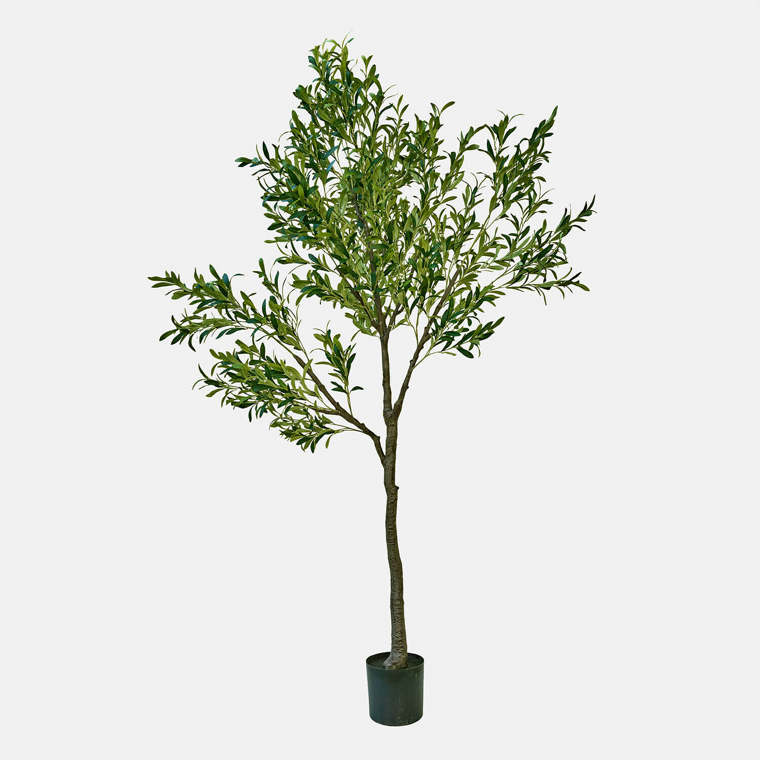 Künstlicher Olivenbaum in schwarzem Topf mit grünen Blättern für Wohn- und Gartendekor