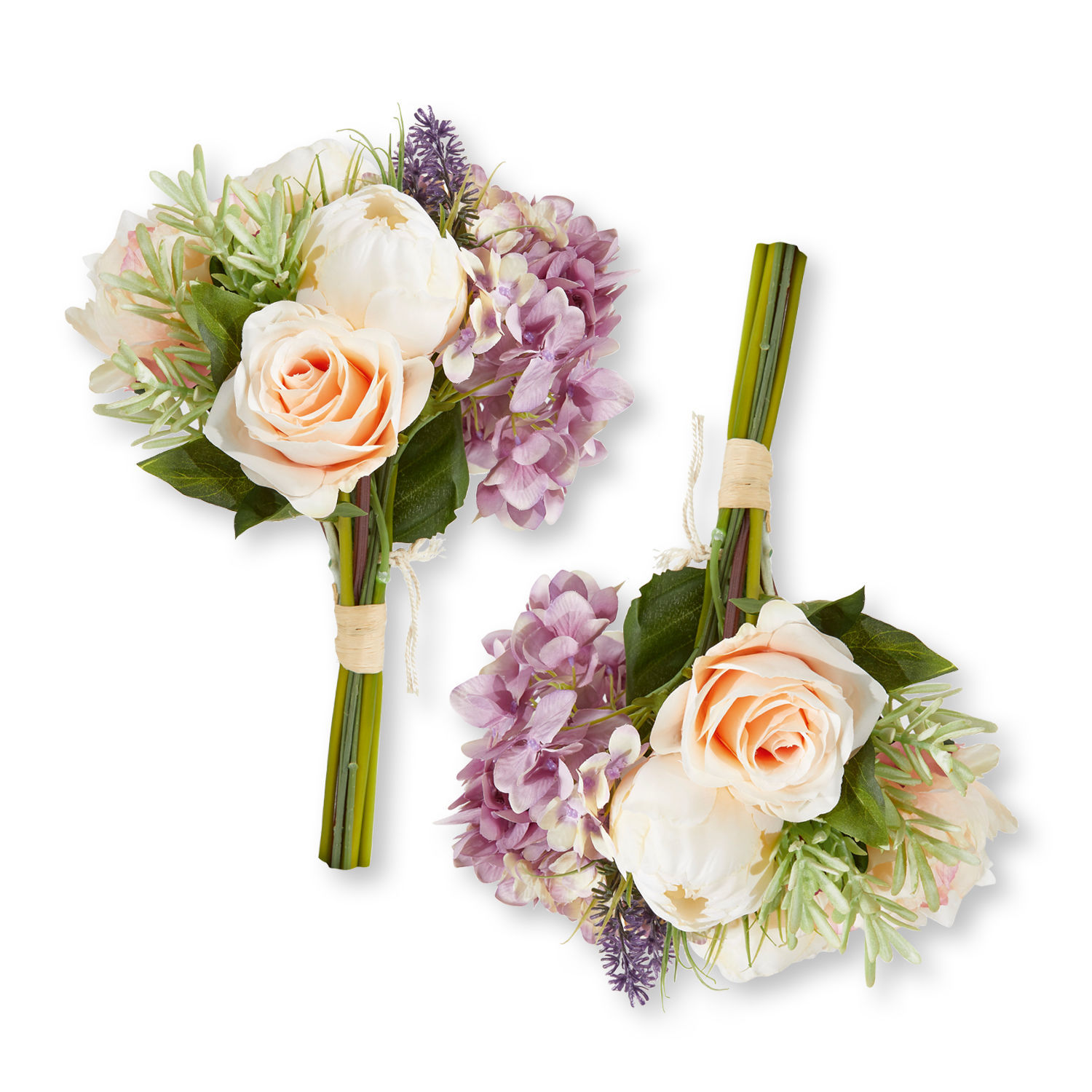 Künstlicher Blumenstrauß in Pastellfarben mit Rosen und Hortensien zur Wohnraumdekoration
