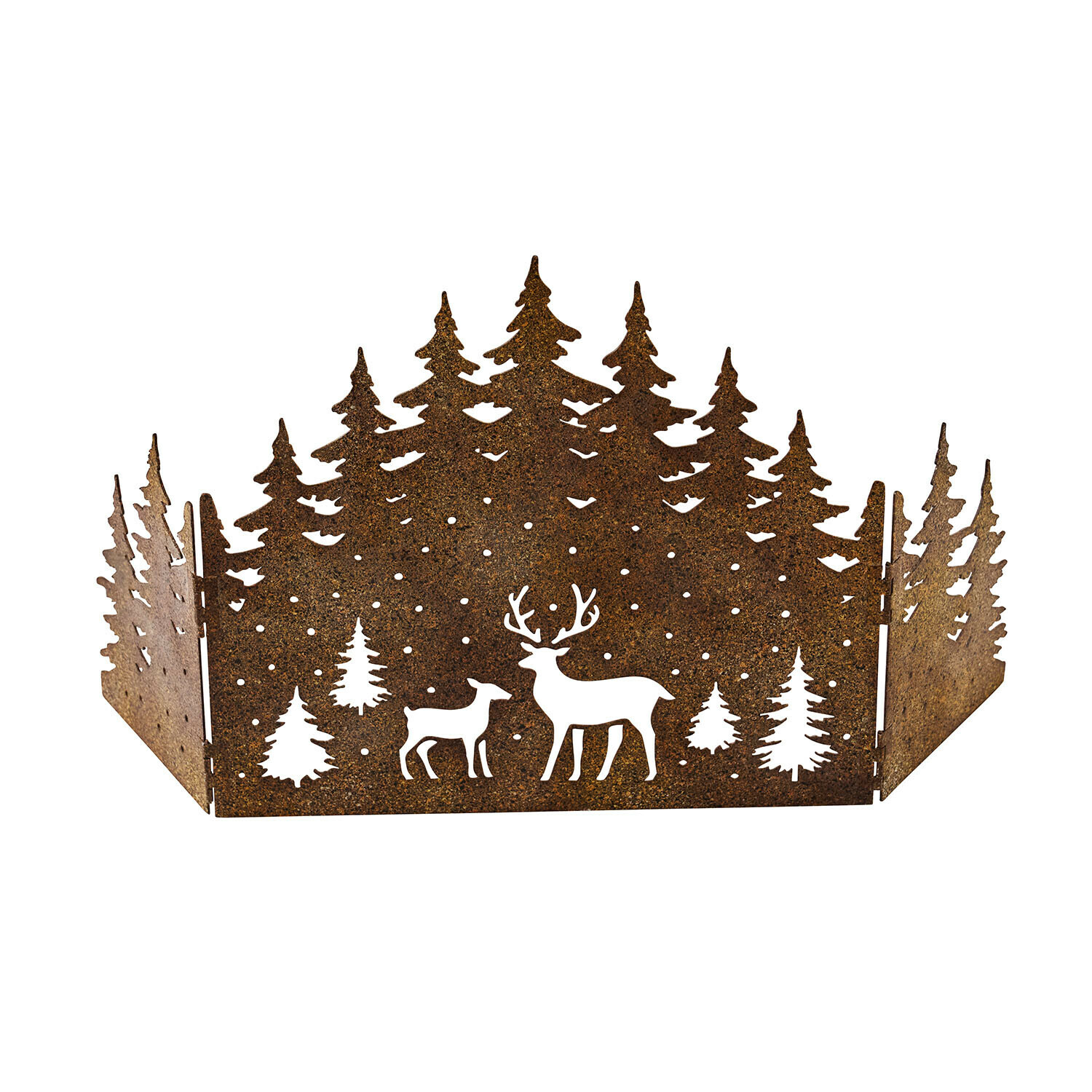 Deko-Shutter Solenda Dekorativer Metall-Panel in Rostoptik mit Wald- und Hirschmotiv, rustikale Weihnachts- und Wohnraumdeko
