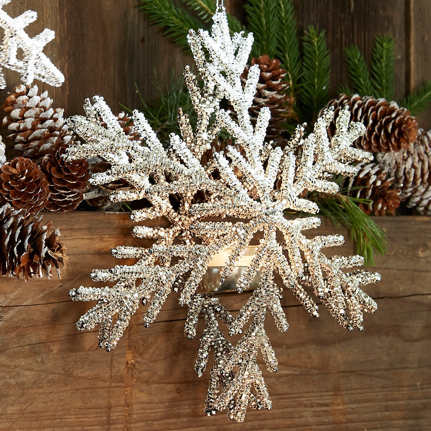 Teelichthalter 2er Set Snow