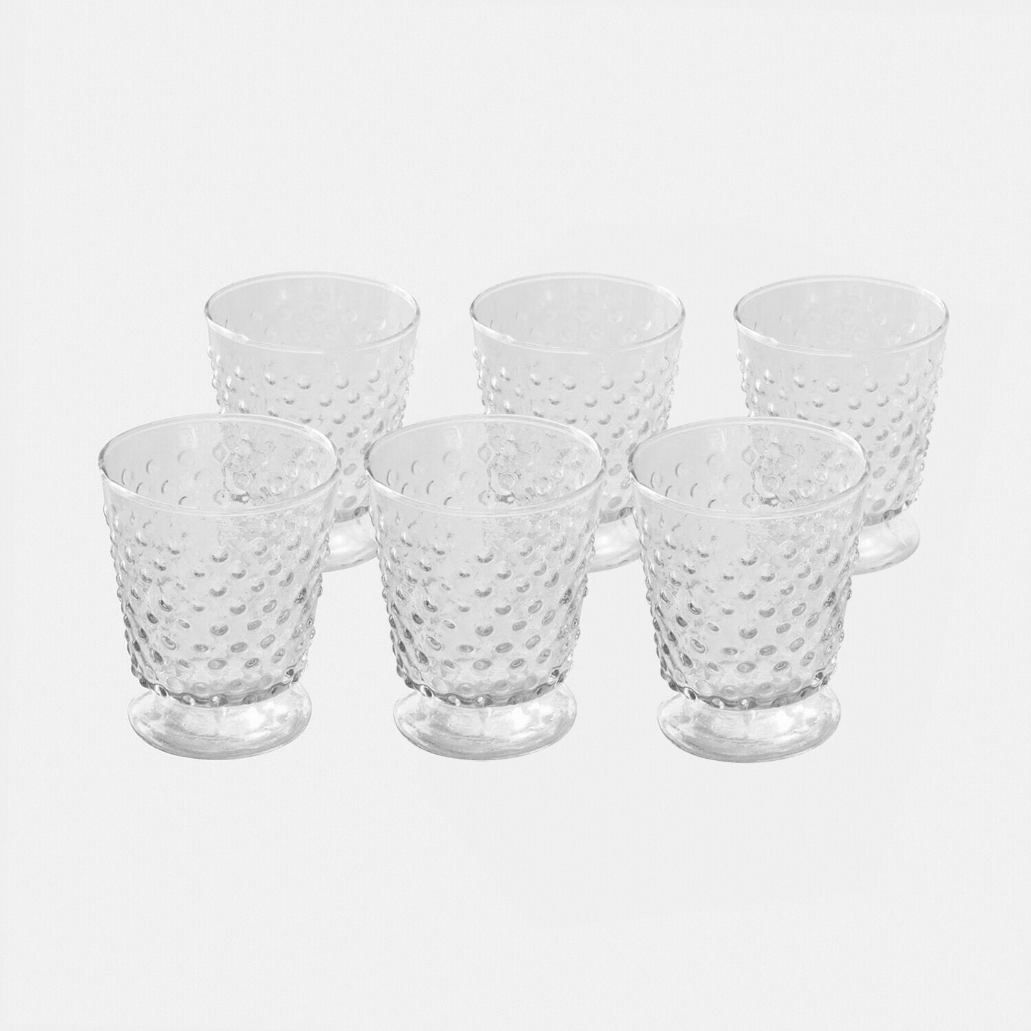 Glas 6er Set Zaleema Set aus sechs transparenten Gläsern aus Glas mit erhabener Punktstruktur, vielseitig verwendbar