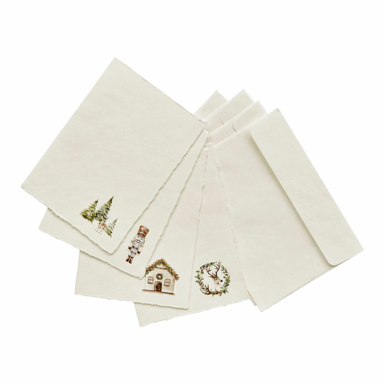 Grußkarte 4er Set Lorandis Set cremefarbige Briefkarten aus Büttenpapier mit weihnachtlichen Motiven zum Schreiben von Grüßen