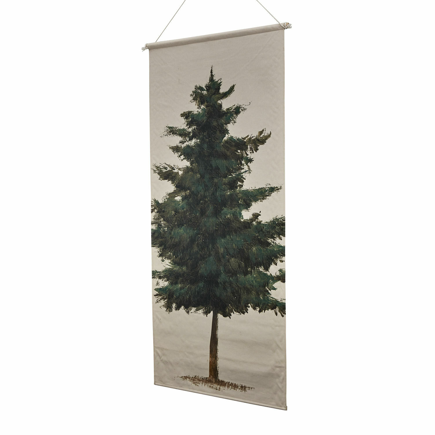 Bild Pierrine Dekorative Leinwand mit grünem Kiefernbaum auf beigem Hintergrund zum Aufhängen an der Wand