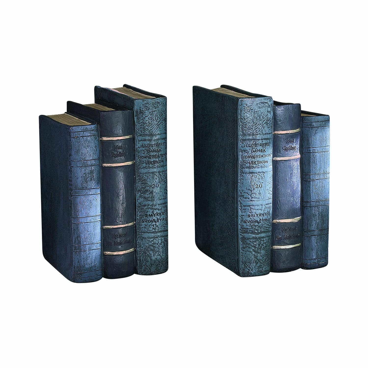 Buchstütze 2er Set Morvini Set aus drei blauen und schwarzen dekorativen Kunstlederbüchern für Wohnraumgestaltung