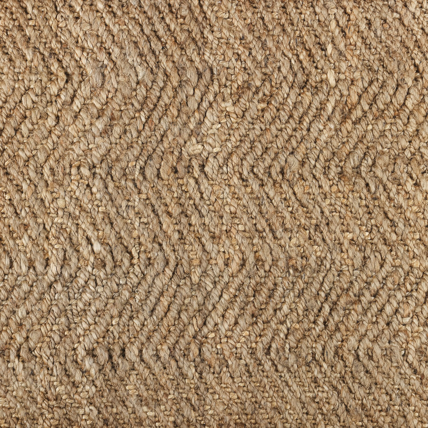 Natürlicher Teppich aus geflochtener Jute in Beige- und Brauntönen, langlebiges und nachhaltiges Bodenmaterial