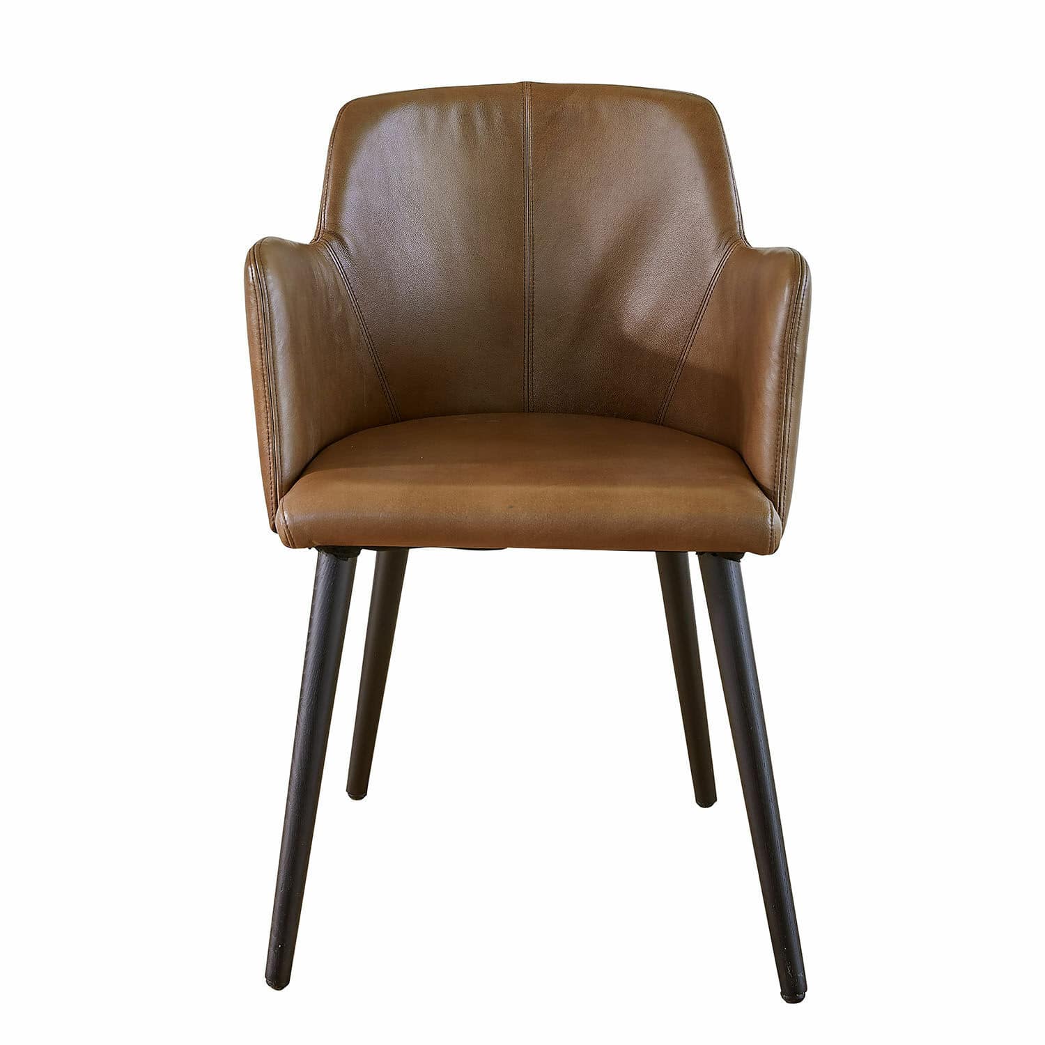 Stuhl Zephiron Brauner Stuhl aus Kunstleder mit schwarzen Beinen, bequem für Esszimmer oder Büro