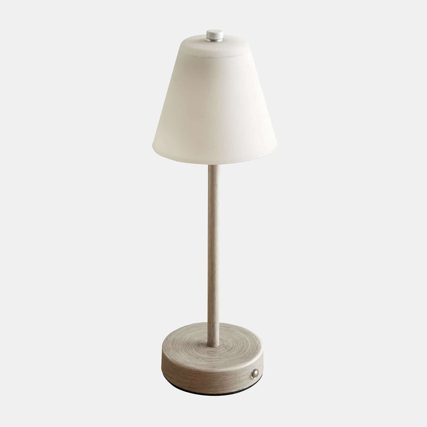 Wiederaufladbare Tischlampe Melari Tischlampe aus hellem Holz mit weißem Lampenschirm, modernes Design für Wohnzimmer oder Schlafzimmer