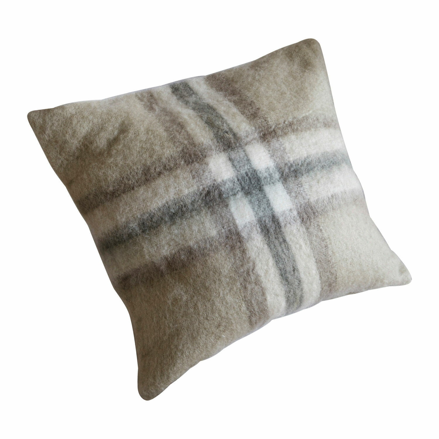Kissenhülle Argoub Dekoratives Kissen aus weichem Material in beige-grauem Karomuster für Wohnzimmer