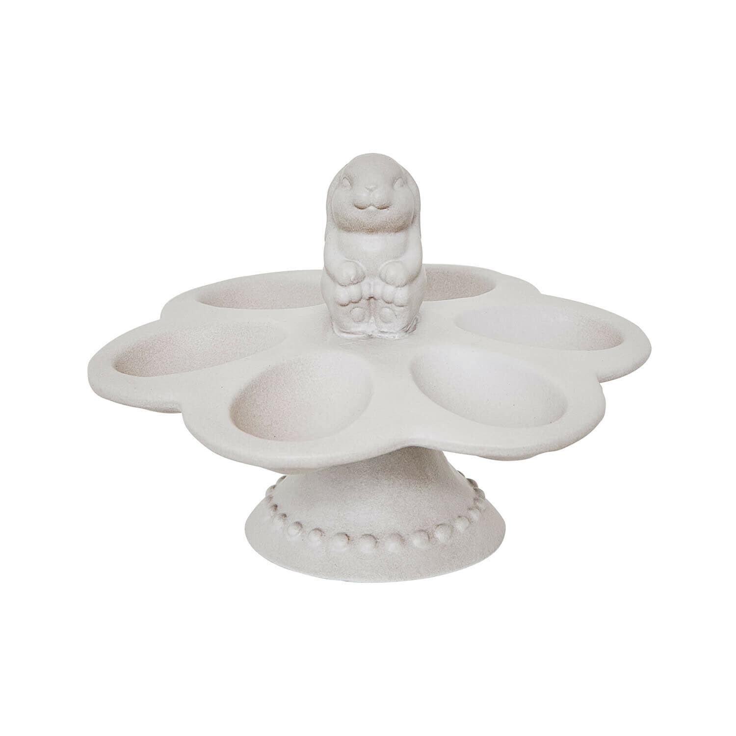 Weißer Keramik-Eierhalter mit Hasenmotiv, praktisches und dekoratives Osteraccessoire