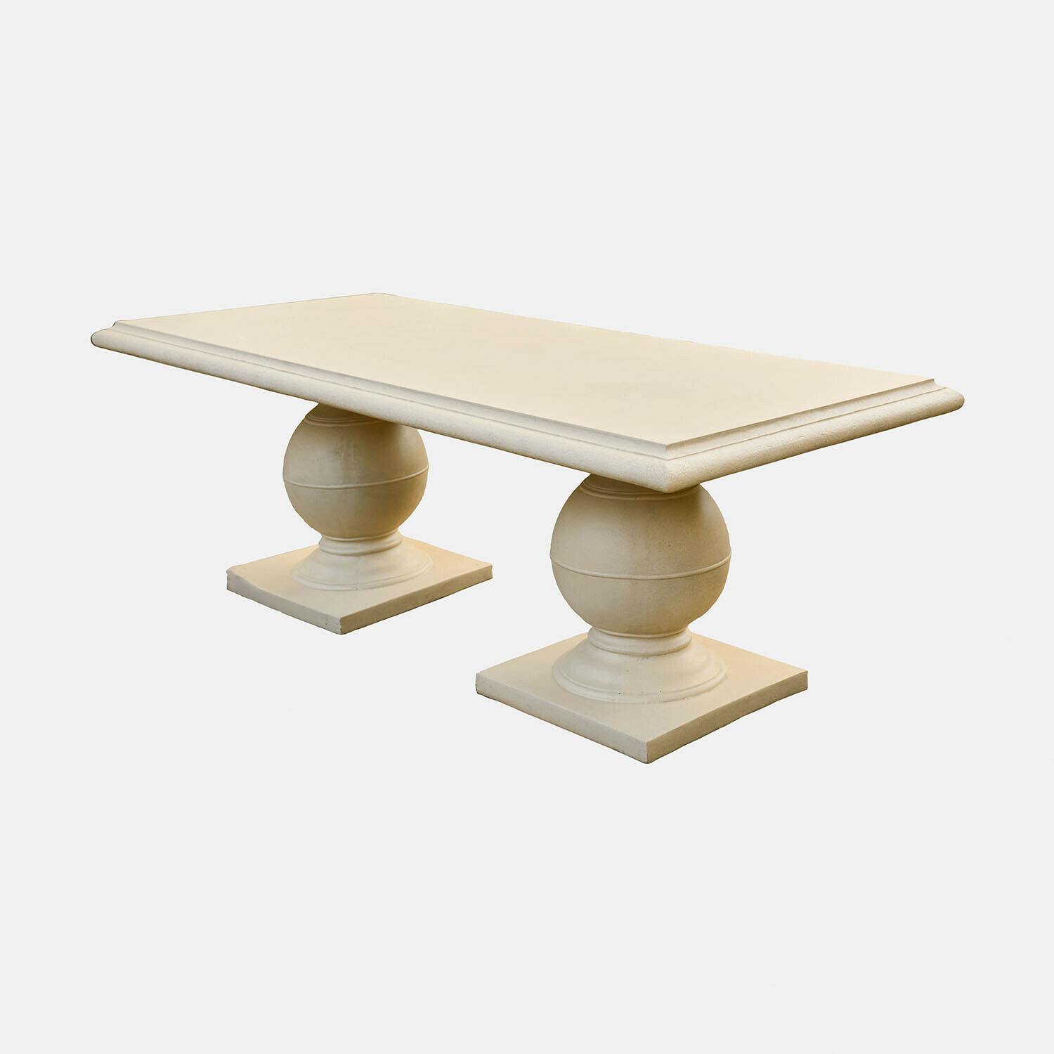 Tisch Talvero in antikcreme mit massiven kugelförmigen Beinen, stabiler Wohnzimmertisch