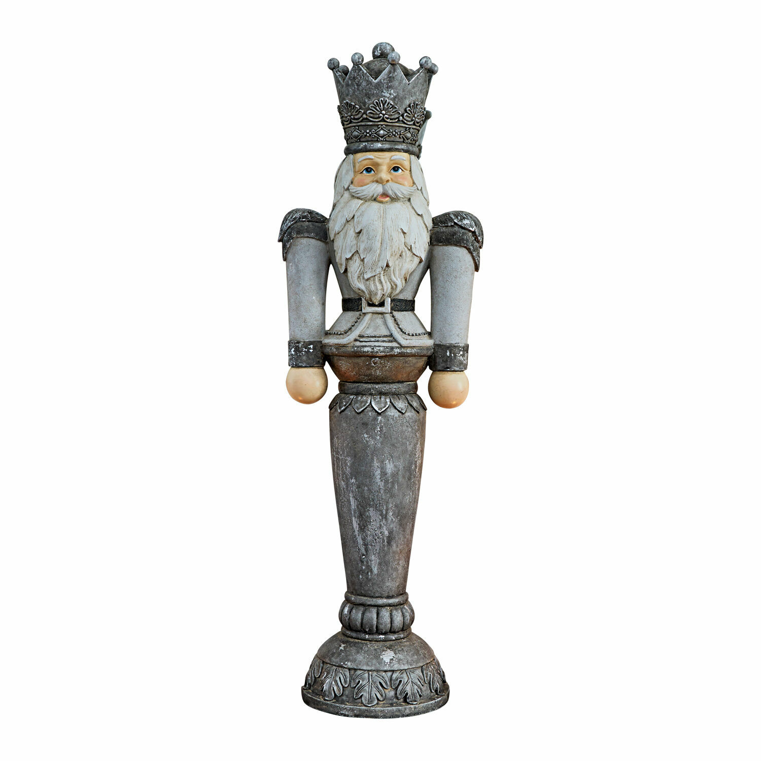 Deko-Figur Carter Nussknacker-Figur aus Metall in Grau-Beige, klassische Weihnachtsdekoration