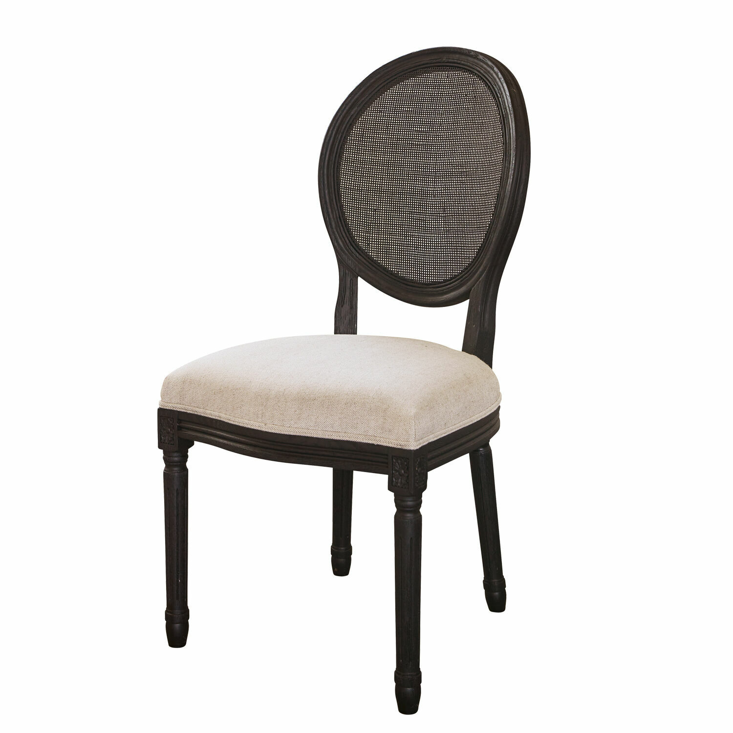 schwarz/weiß Stuhl Danube aus schwarzem Holz mit weißem Polstersitz, klassisches Design für Wohn- und Esszimmer