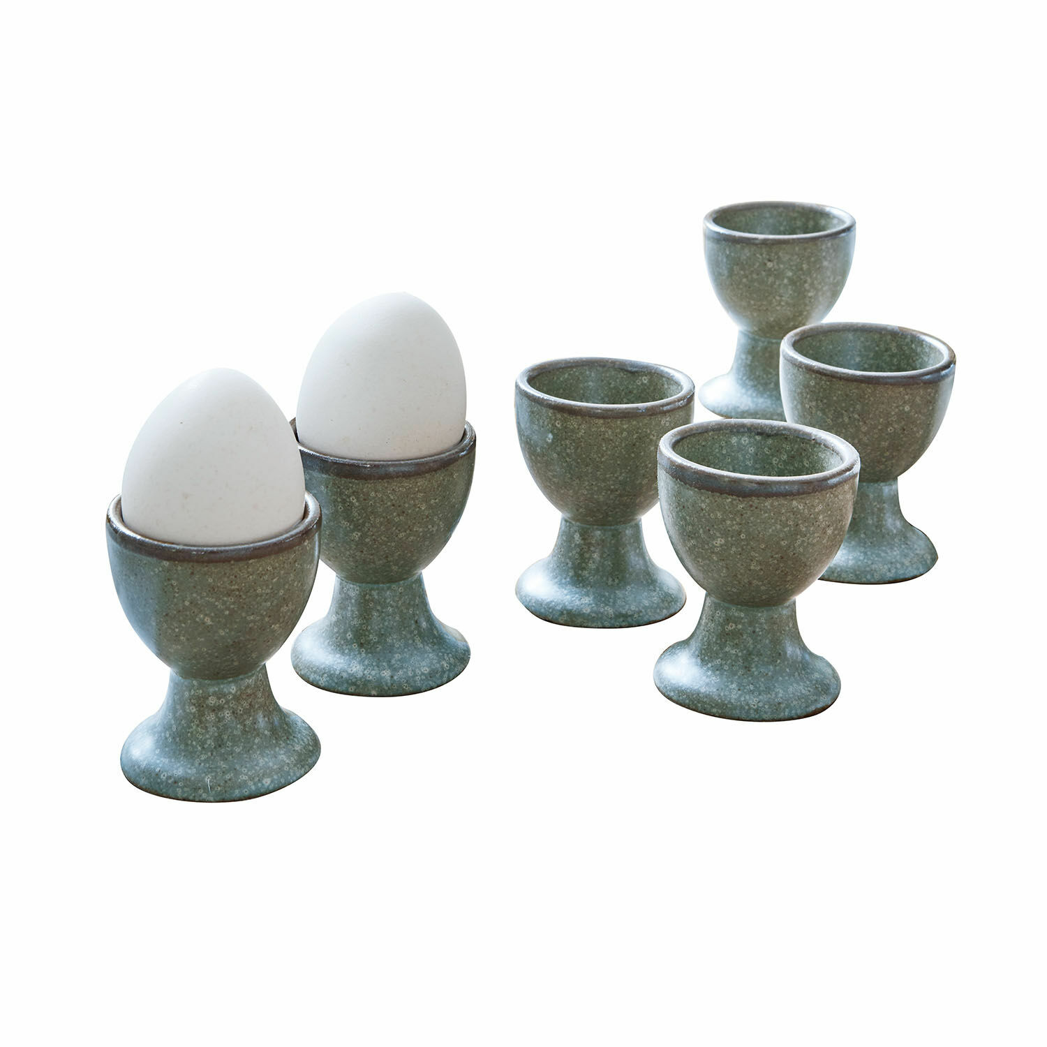 türkis/braun 6er Set Biarritz Eierbecher aus Keramik in Türkis und Braun für die Küche