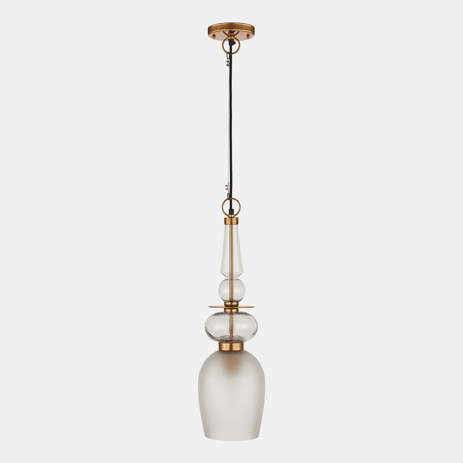 Hängelampe Vélomiane Hängelampe aus Glas mit goldfarbenen Messingelementen, modernes Design für Wohnraumbeleuchtung