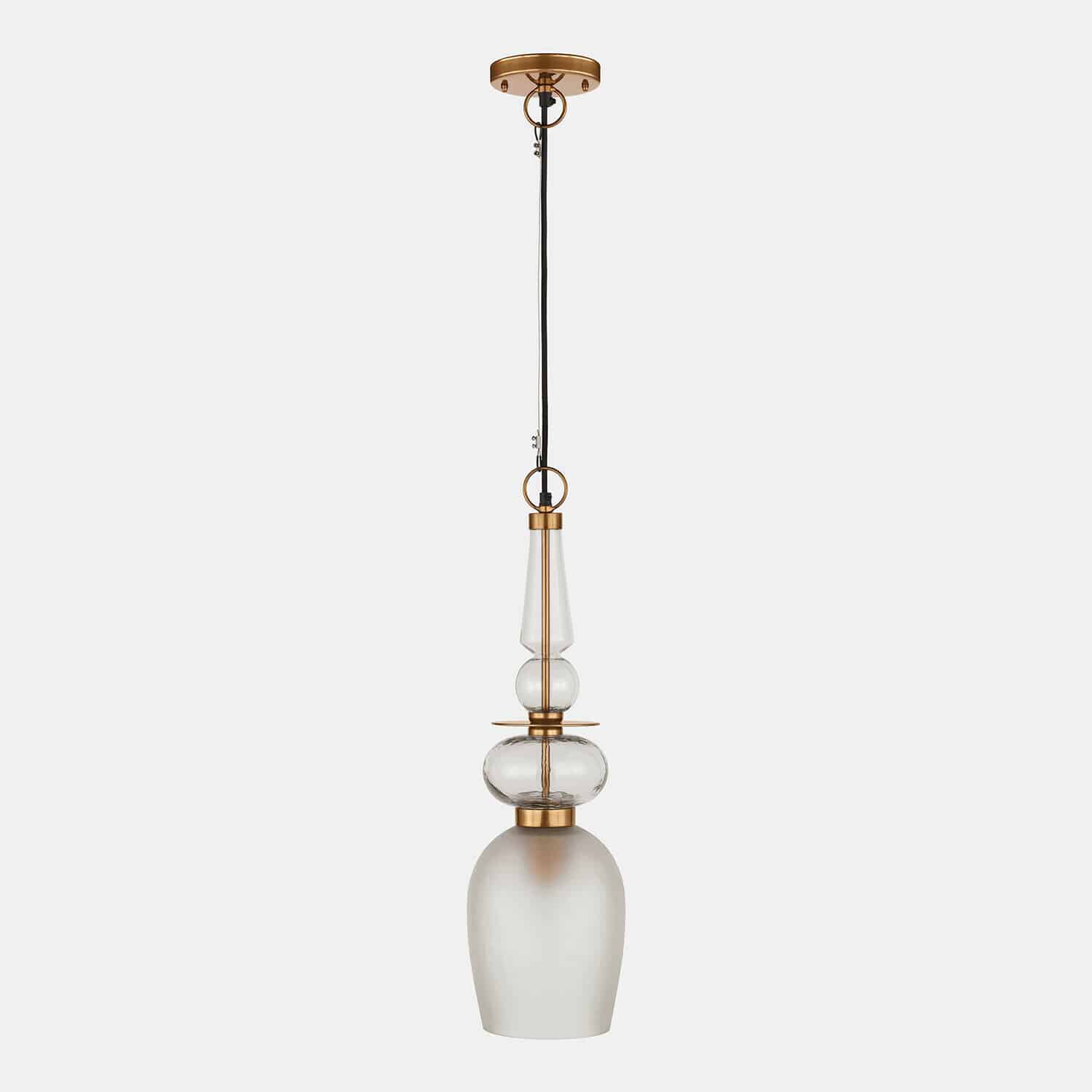 Hängelampe Vélomiane Hängelampe aus Glas mit goldfarbenen Messingelementen, modernes Design für Wohnraumbeleuchtung