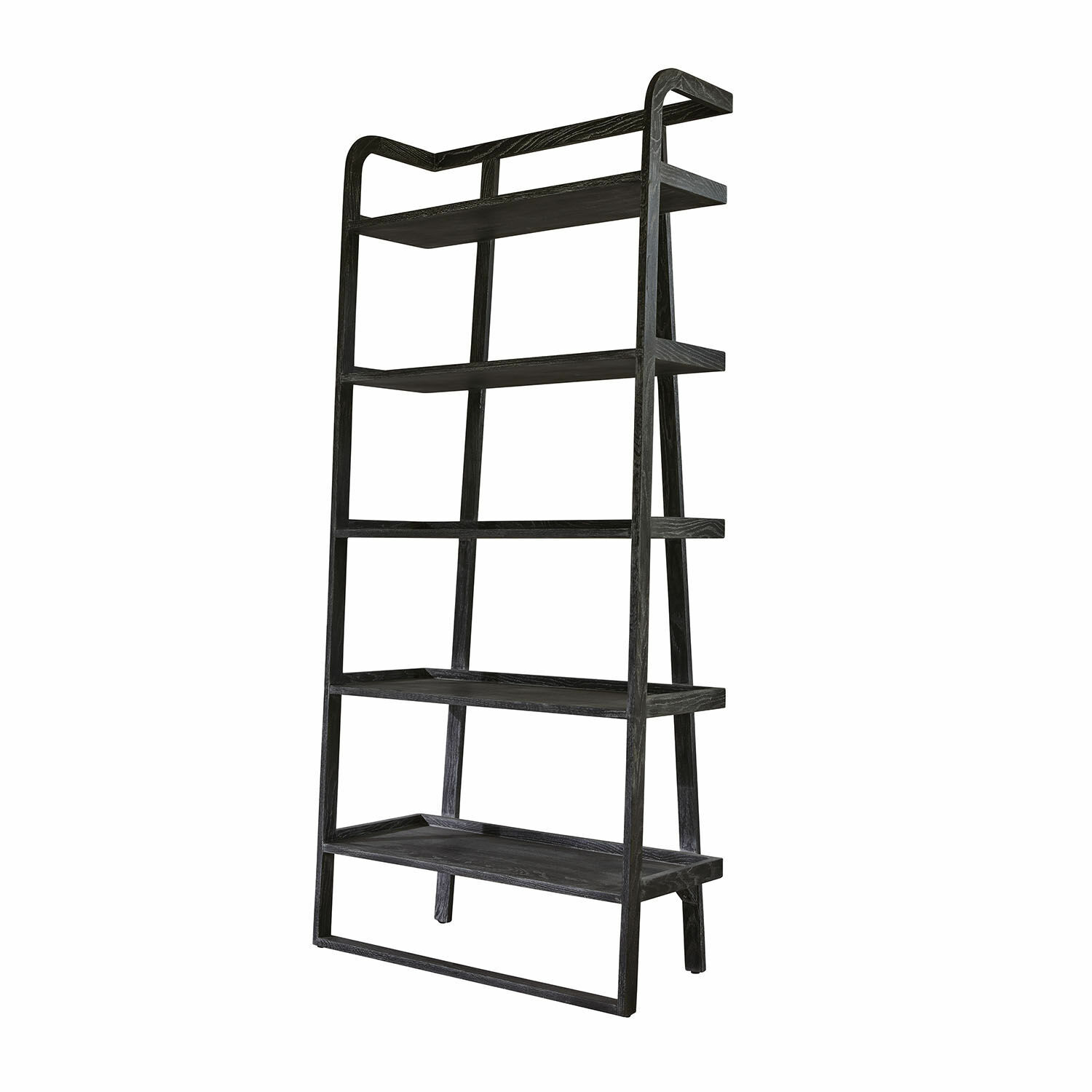 Regal Brelanon Schwarzes Holzregal mit fünf Ablageflächen im modernen Design