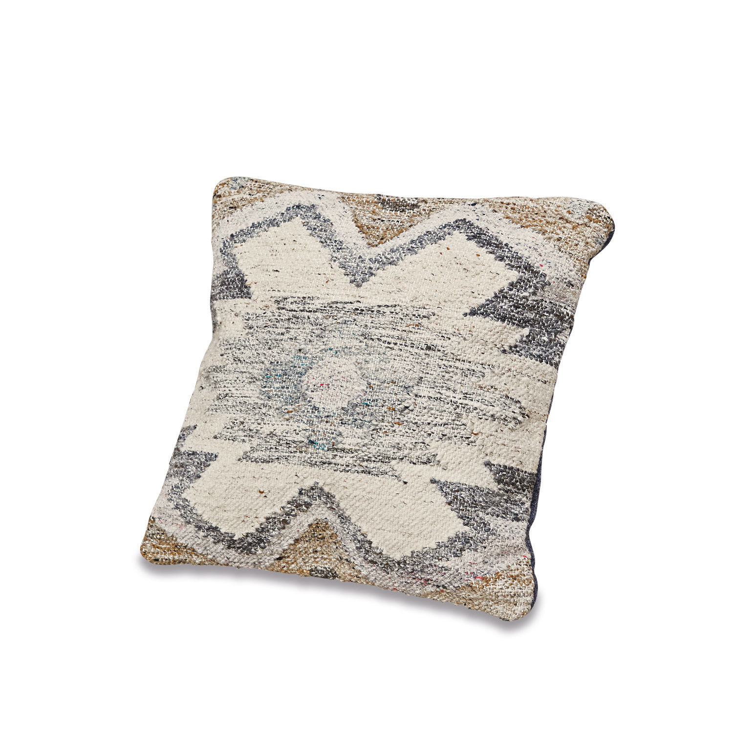 Dekoratives Kissen aus Stoff in Beige mit grauem Muster, weich und stilvoll fürs Wohnzimmer