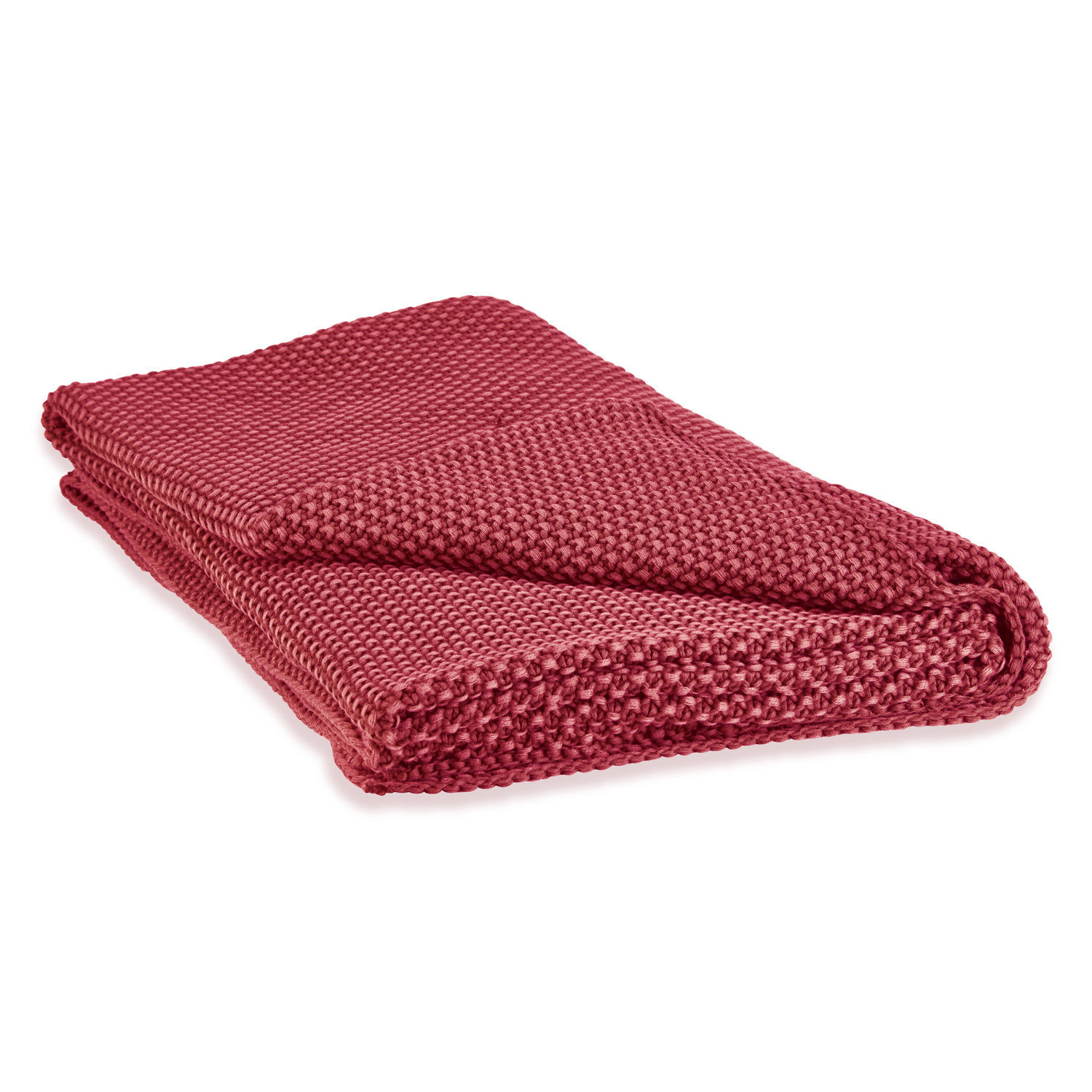 Roter, grob gestrickter Kuscheldecke aus weichem Material für gemütliche Stunden