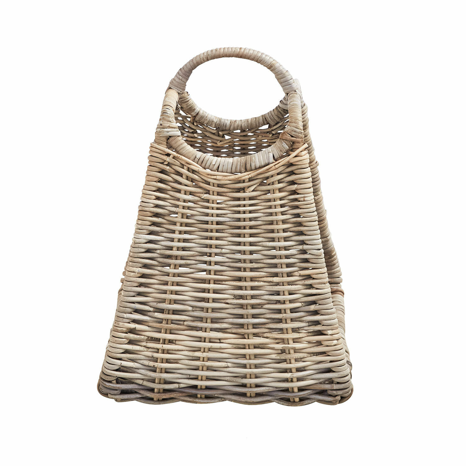 Trapezförmiger Korb aus natürlichem Rattan, ideal zur Aufbewahrung und Dekoration im Wohnbereich