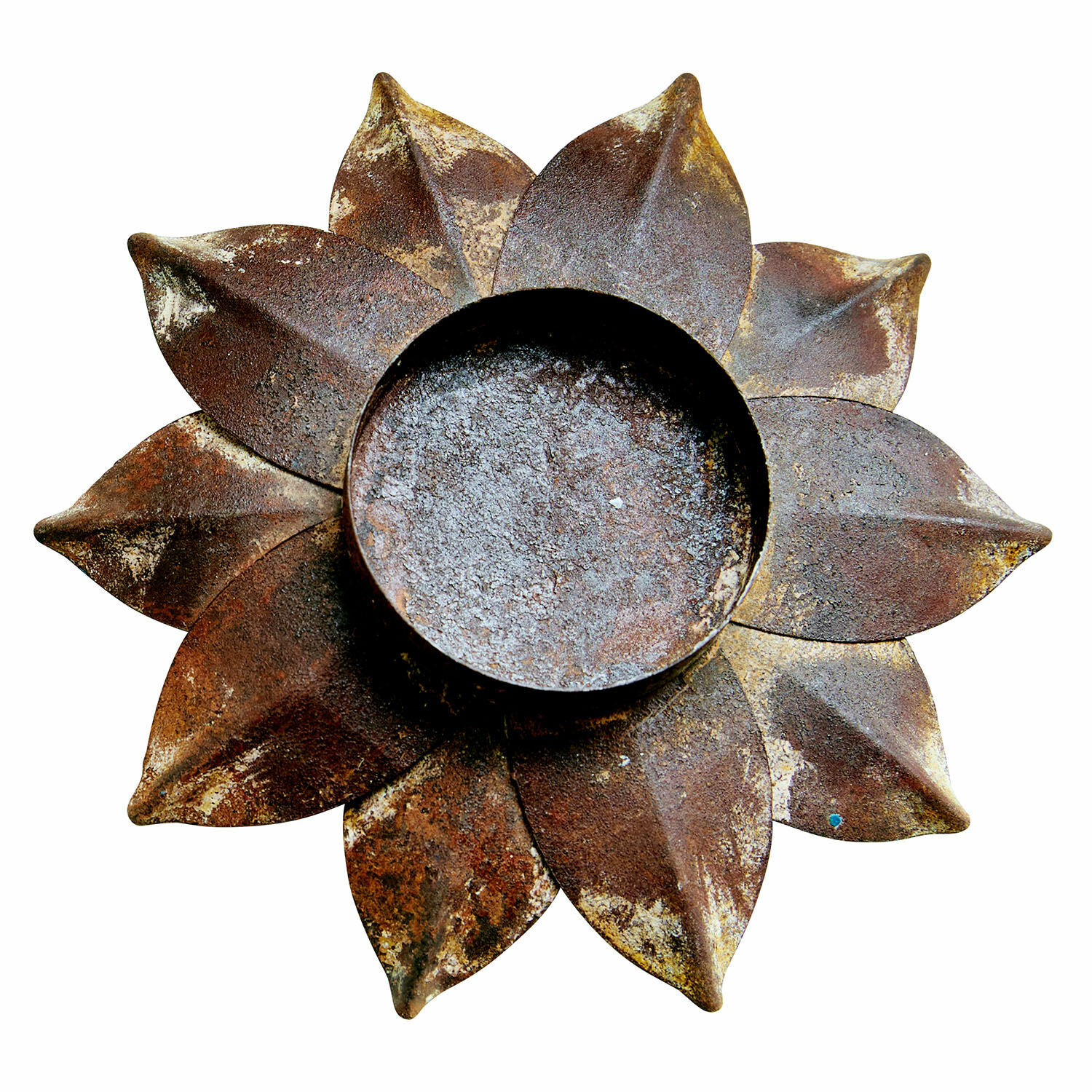 Metall-Kerzenhalter in Blumenform mit Rostoptik, braune Deko für Innen- und Außenbereich