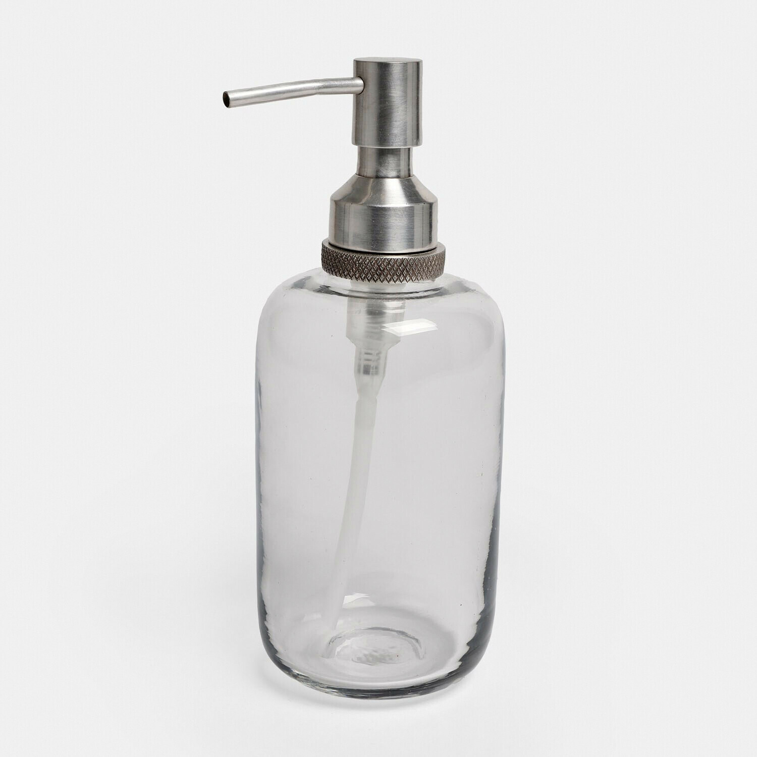 Seifenspender Linsted Transparenter Glas-Spender mit silberner Metallpumpe für Seife oder Flüssigkeit