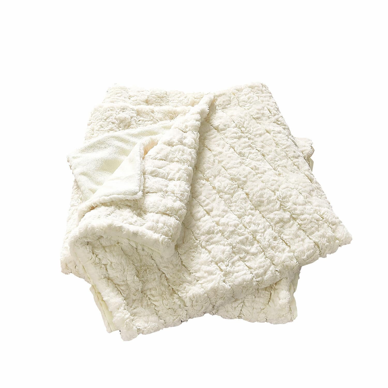 Plaid Dorelice Weiche cremefarbene Kuscheldecke aus Plüsch mit Steppmuster, ideal für gemütliche Wohnräume