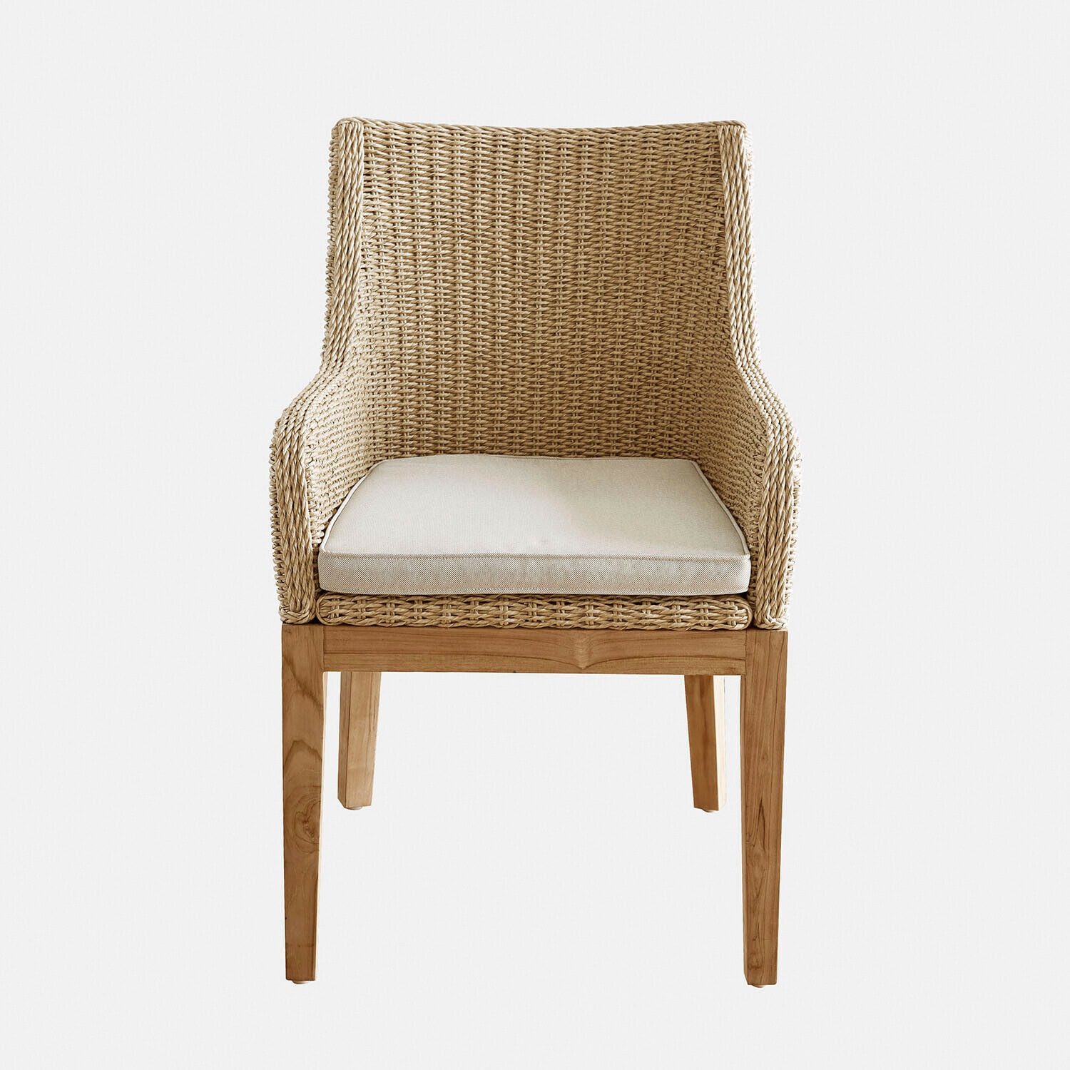 Stuhl Olvira Stuhl aus Rattan und Holz mit hellbeigem Polster, natürliche Farbe, Wohnzimmermöbel