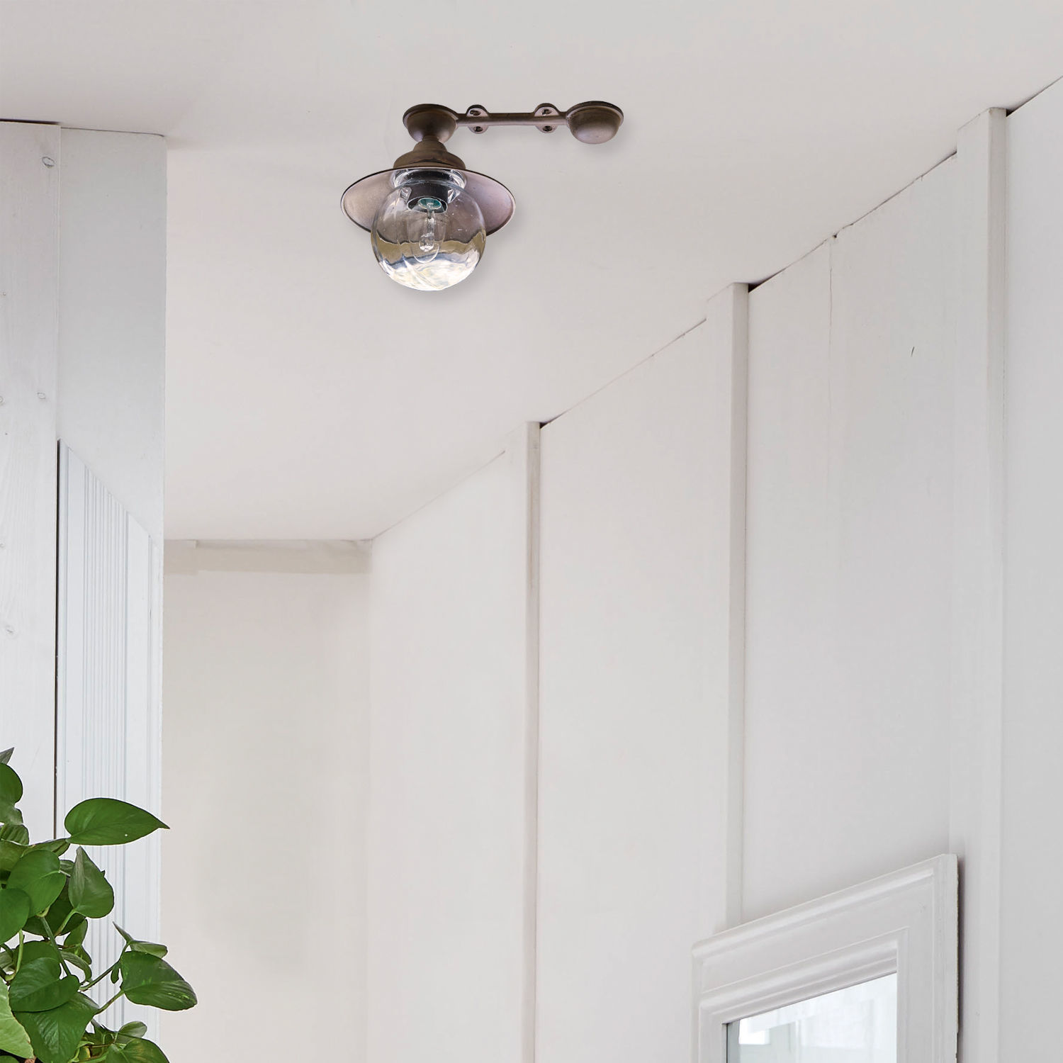 Metall-Deckenleuchte mit klarem Glas-Schirm im Vintage-Stil für Innenbeleuchtung