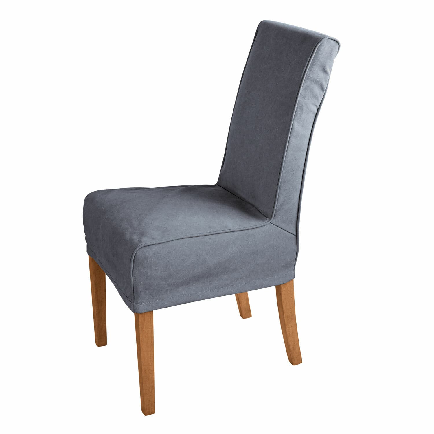 Stuhl mit Husse Mankato Eleganter Stuhl mit grauem Stoffbezug und Holzbeinen, passend für Esszimmer