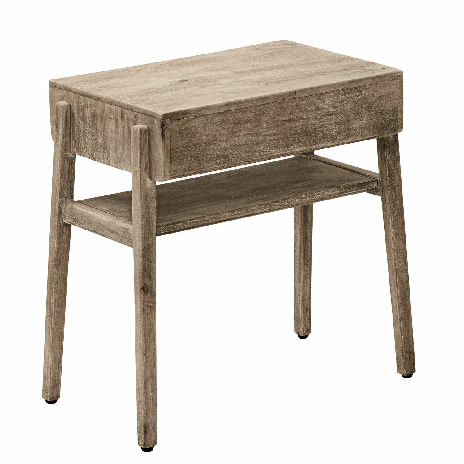 Beistelltisch aus Holz in Naturfarbe mit Ablagefach, praktisches Möbelstück für Wohnzimmer